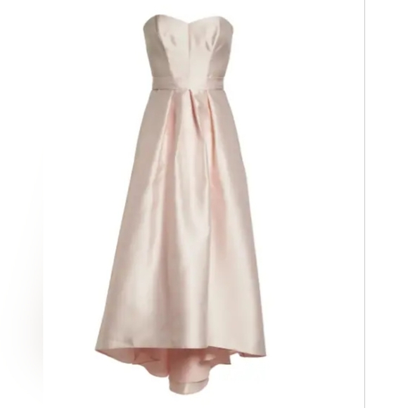 Alfred Sung-Strapless Satin High Low Dress with Pockets - Picture 4 of 7